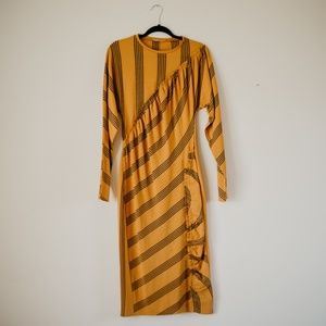 Zara Marigold Long Sleeve Geo-texture dress